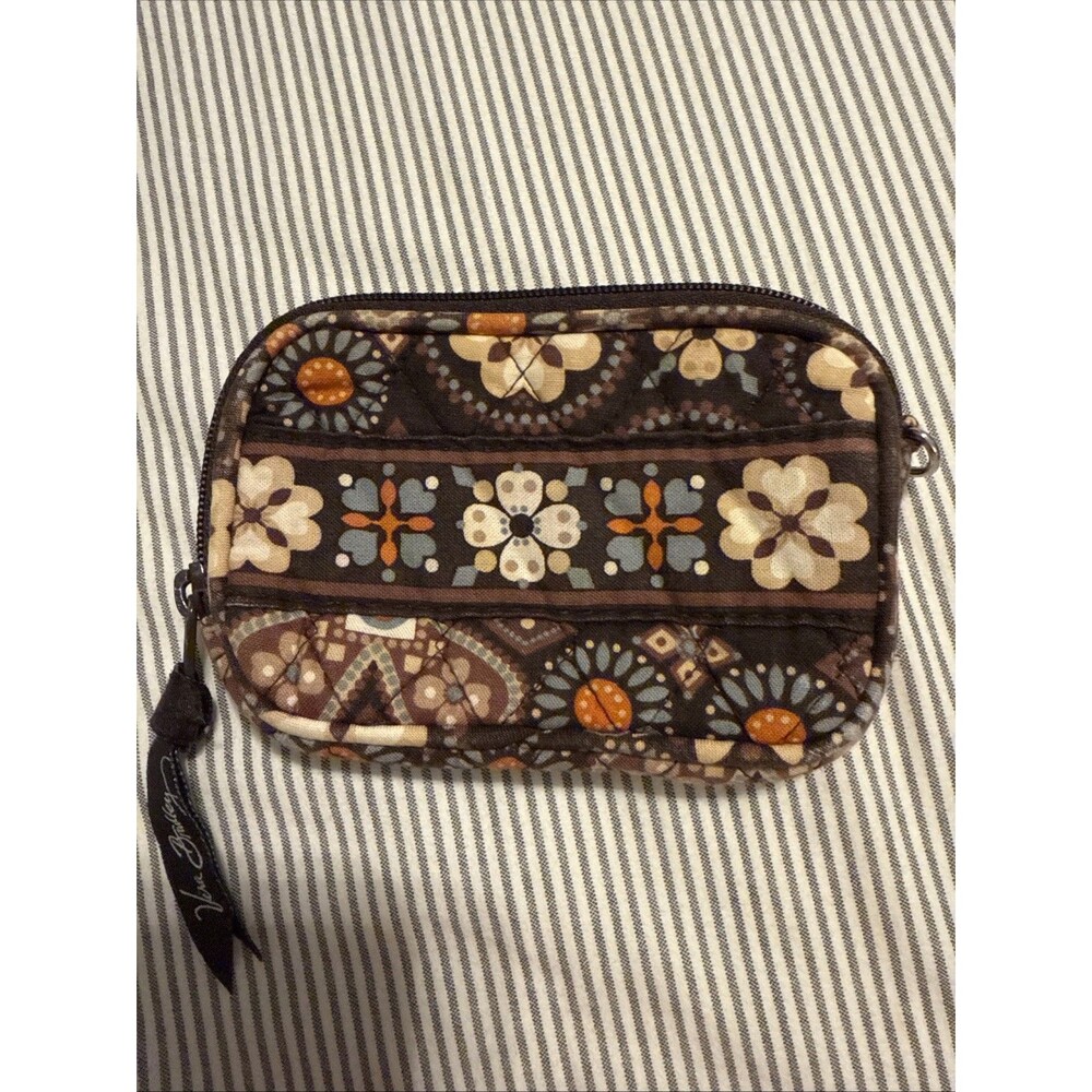 Vera Bradley Wallet Change Purse Brown Small Zip Around Closure